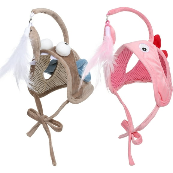 2 Pcs Lantern Fish Toy Costume for Cats Indoor Toys Dog Small Dogs Hats Diversion