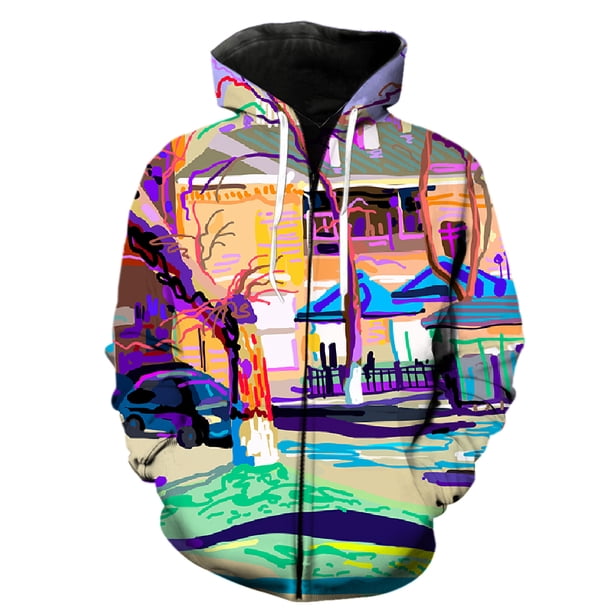 Sudadera con capucha y cremallera para hombre, estilo Harajuku, informal, de manga larga, con grafiti de arte abstracto. Oferta de 2024. Chaquetas con capucha, tops, moda para adolescentes.