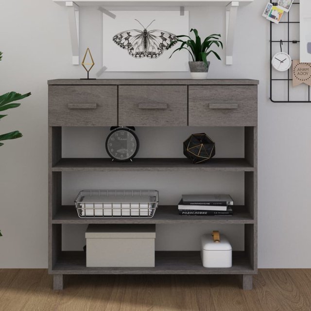 vidaXL Table Console HAMAR Gris Clair 90x35x90 cm Bois Massif Pin
