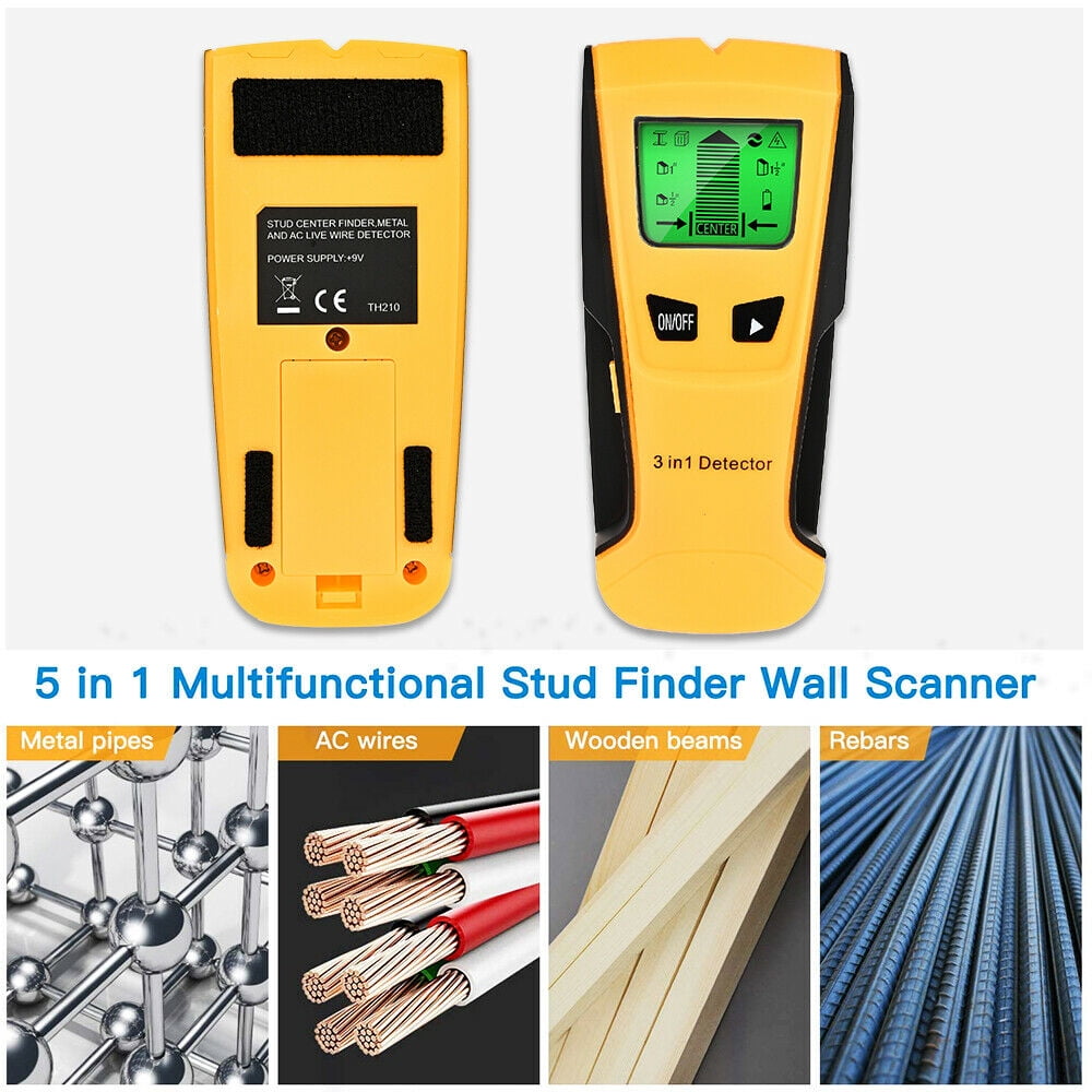3 in 1 Multi Detector Stud Center Finder Metal AC Live Cable Wire Scanner LCD US 