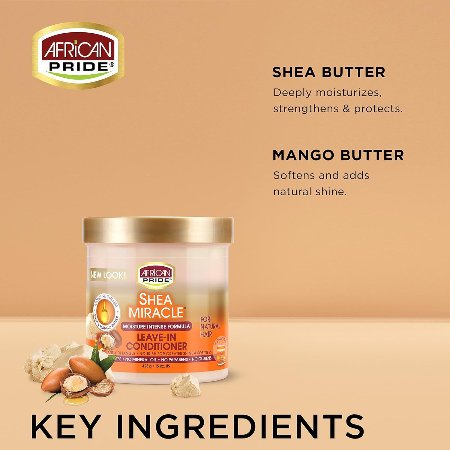 African Pride Shea Miracle Leave In Conditioner (3 Pack) - Contains Shea & African Mango Butter to Smooth Curls, Coils & Waves, Nourishes Hair, 15 oz
