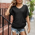 thumbnail image 4 of Mittory Women's V Neck Short Sleeve Hollow Out Lace Tops Casual Loose Fit Eyelet Shirts, 4 of 5