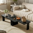 thumbnail image 3 of Modular L-Shaped Nesting Coffee Table Set of 2 , 2 in 1 Minimalist Coffee Table Set with Rounded Edges and 4 Wooden legs for Living Room, Bedroom, Office, Black, 3 of 9