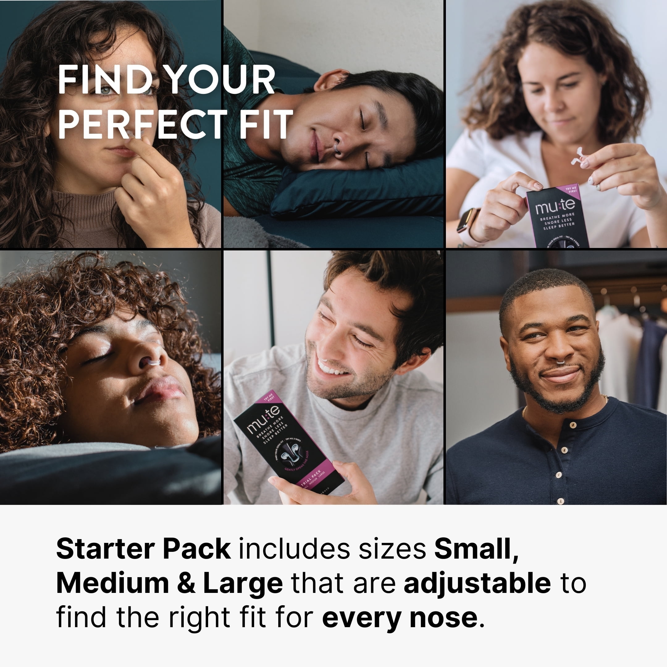 Mute Snoring Nasal Dilator | Starter Pack | Snore Less & Sleep Better | Nasal Strip Alternative | Comfortable Breathing Aids for Better Sleep & Improved Airflow