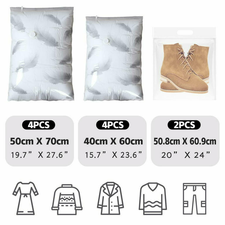 Airbaker 10 Pack (Small) Vacuum Storage Bags, Space Saver Sealer Bags for Clothes Comforters Blankets Pillows with Travel Hand Pump