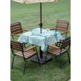thumbnail image 4 of Outdoor Tablecloth with Umbrella Hole for Patio/Picnic/Party/Camping, Turquoise Scallop Coastal Waterproof Table Cloth Square Cover Washable, Summer Beach Nautical (60"x 60"), 4 of 9