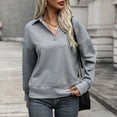 thumbnail image 6 of Arnsht Women Loose Sweatshirt Lightweight Textured Long Sleeve Pullover Tops Solid Color Button V Neck Casual Sweatshirts Gray XL, 6 of 8