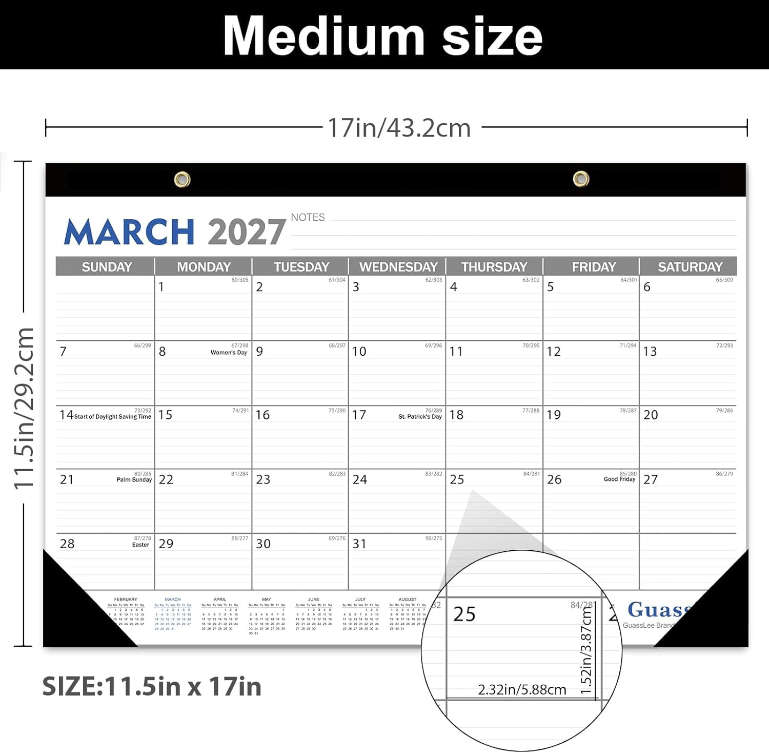 Desk Calendar 2026-2027 - 19 Monthly Desktop 17" x 11.5" Medium Size Runs from Jun. 2026-Dec. 2027 with Julian Dates for Students Family Office Easy Planning