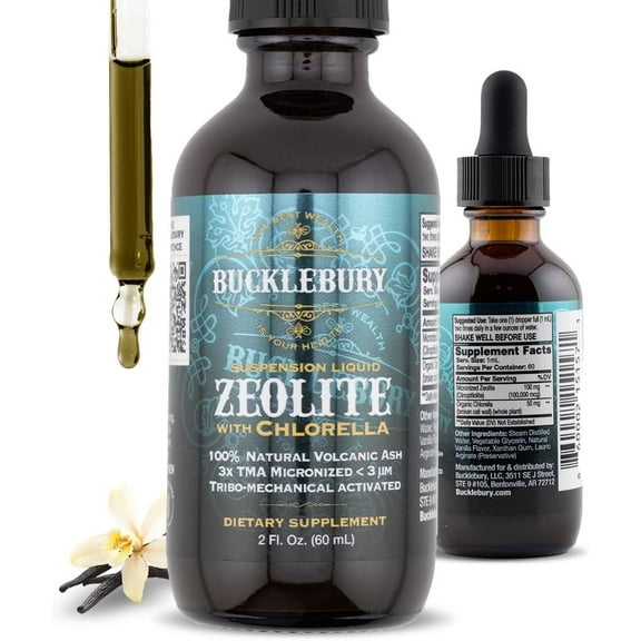 Bucklebury Zeolite Liquid Suspension w/Chlorella - Detox, Immune System and Digestive Tract Health Support for Kids and Adults (60 Servings)