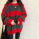 thumbnail image 4 of Suéter de punto a rayas anchas con colores a juego y cálido de vellón para otoño e invierno, suave y cómodo para todas las combinaciones, 4 of 5