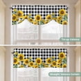 thumbnail image 5 of Sunflower Tie Up Valance Curtains for Windows, Kitchen Curtains Window Treatments, Black White Check Country Yellow Floral Short Window Shades Valances for Bedroom Bathroom Cafe 42"x18", 5 of 8