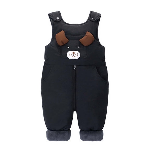 Qingpeng Unisex Baby Thickened Warm Snowsuit Front Zipper Detachable Straps Cuffs Open Seat Winter Romper for Kids