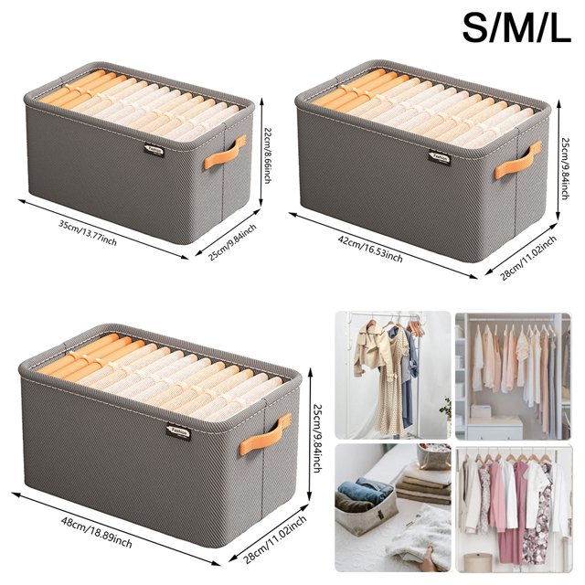 Organizador Sujetadores Caja Almacenamiento Plegable para Pantalones Vaqueros Doméstico Tela (gris M)