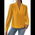 thumbnail image 3 of Blusas de Trabajo para Mujer, Blusas de Larga, Blusas de Oficina con Cuello en V, Blusas de para Mujer Naranja L, 3 of 9