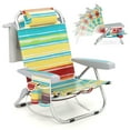 thumbnail image 1 of Patiojoy 1PC Backpack Beach Chair Foldable 5-Position Lay Flat Lounge Chair Multicolor, 1 of 10