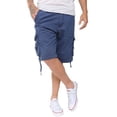 thumbnail image 3 of Mens Casual Slim Fit Cotton Solid Multi-Pocket Cargo Twill Shorts Navy 38, 3 of 6