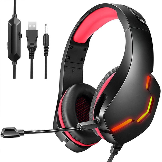 Auriculares Para Juegos Con Cable Over Ear Auriculares Para Juegos Con Cable Con Micrófono Auriculares Para Pc Con Conector De 3,5 Mm Y Luz Led Speravity EL016406-02