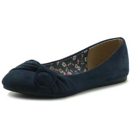 

Ollio Women s Shoes Faux Suede Decorative Button Ballet Flats ZM1707F