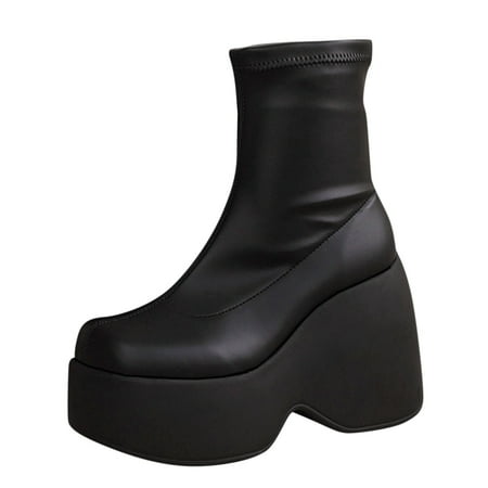 

Fashion Autumn Winter Women Ankle Boots Thick Soled Super High Heels Heels Solid Round Toe Party Style