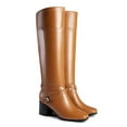 thumbnail image 5 of Ferwind Women's Riding Boots Block Heels Square Toe Crisscross Buckle Straps Adult Tan 10, 5 of 5