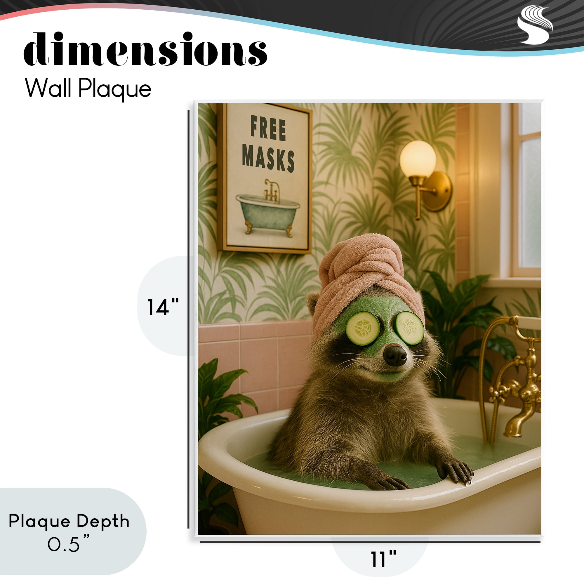 Stupell Industries Raccoon Spa Day Bath Wall Plaque Art, design by Grotto Studios