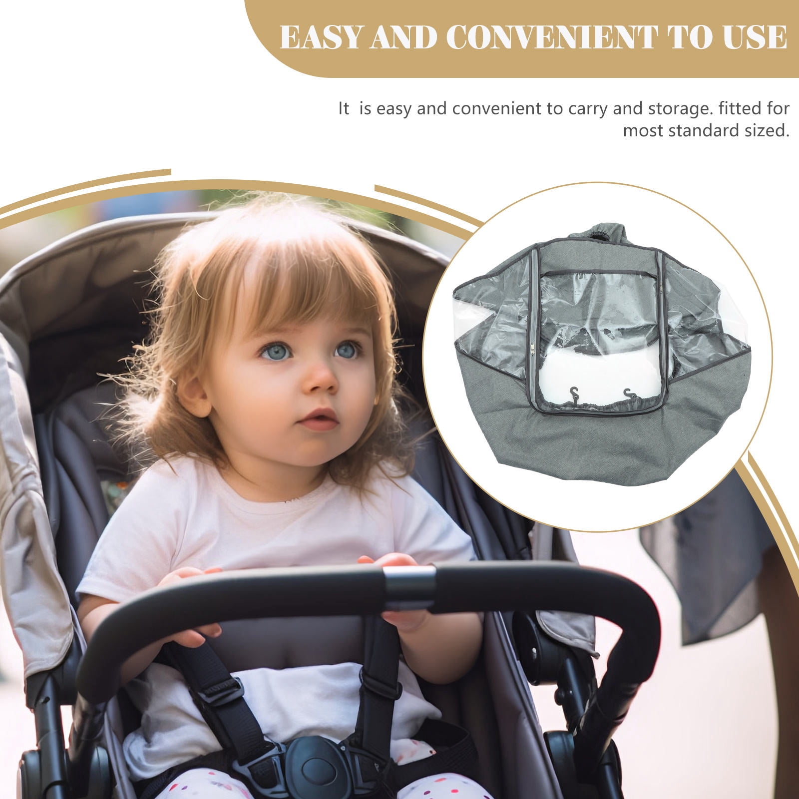 BESTYASH Carriage Stroller Cover Grey 1Pack EVA Dustproof Protective