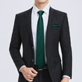 thumbnail image 4 of Solid Color Ties for Men Formal Business Tie & Pocket Square Set Classic Satin Wedding Necktie Green, 4 of 7