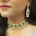 thumbnail image 3 of Efulgenz Indian Jewelry Set Kundan Crystal Choker Necklace Dangle Earrings Maang Tikka Head Chain Bollywood Wedding Jewelry for Women, Green, 3 of 5