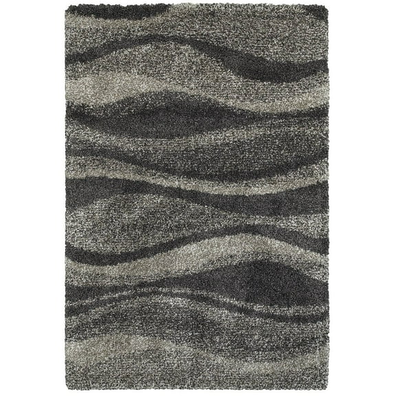 Oriental Weavers Henderson Shag Area Rug - 5992E - 7'10" x 10'10" - in Gray/ Charcoal - Plush Soft Shag, Modern Style, Stain Resistant, Cushion Feel, Dining, Living Room Rug