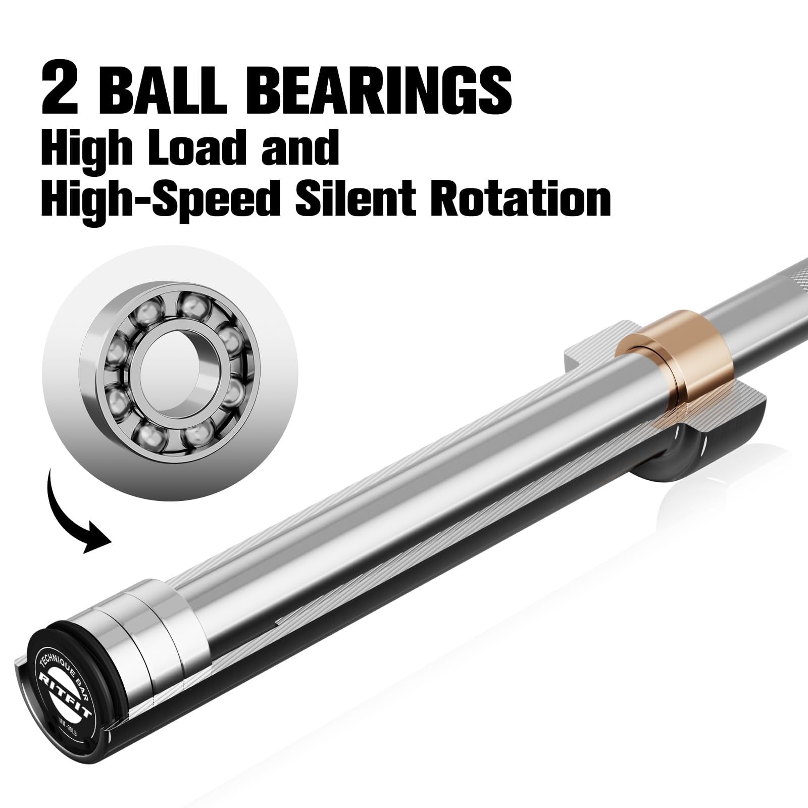 RitFit 6 Ft. Olympic Barbell Bar, General Purpose Weight Bar Suitable for Olympic Lifts and Power Lifts