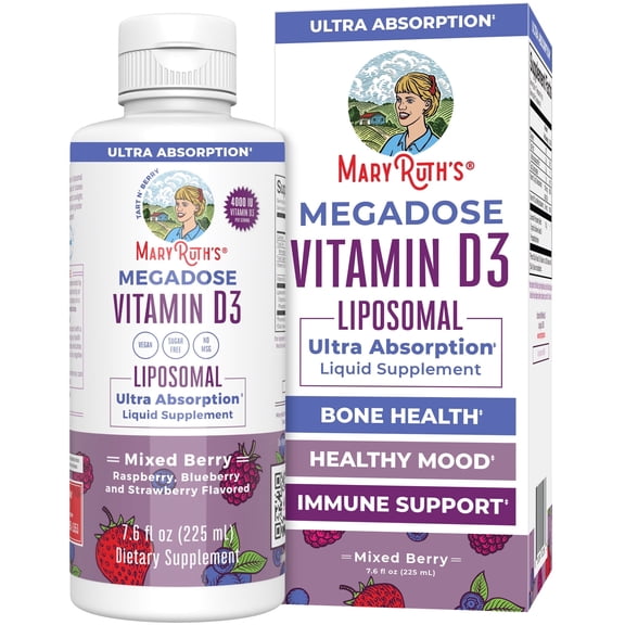 MaryRuth's Liposomal Vitamin D3 4000 IU Liquid Supplement Vegan Gluten Free Non-GMO 7.6 fl oz
