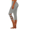 thumbnail image 2 of Women's Leggings High Waist Hollow Out Seamless Yoga Pants - Breathable Compression Workout Capris with Tummy Control for Running Gym Athletic Training(Light Gray/XL), 2 of 8