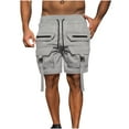 thumbnail image 2 of pstuiky Pantalones cortos de gimnasio para hombre, Pantalones cortos cargo cómodos con cintura elástica y bolsillos a la moda para hombre, de verano, informales, lisos Pantalones cortos cargo, 2 of 6