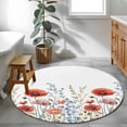 thumbnail image 4 of Red Flower Large Area Rugs for Bedroom Living Room, Soft Non Slip Carpet Bedside Rug, Botanical Blue Plant Pink Garden Poppy Floral Round Floor Cover Kitchen Accent Rug 3.3' for Dining Room/Office, 4 of 9