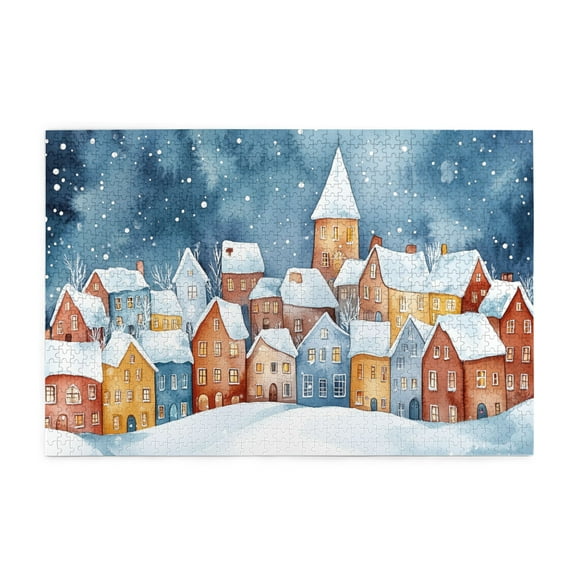 1000 PCS 1000 piece puzzle for adults Winter Town,Stress relieving pleasure,Great for Relaxation and Display for Puzzle Enthusiast,Modern Art Wooden jigsaw puzzles,Funny Artwork for Adults