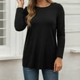 thumbnail image 1 of MHFRRA Camisetas de Mujer para Uso Informal, Otoño e Invierno, Camisetas de Manga Larga con Cuello Redondo para Una Comodidad Diaria. Negro, 1 of 5