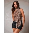thumbnail image 4 of Women'S Leopard Print Tube Top Cheetah Print Top Ruched Strapless Mesh Halter Tops for Women Going Out Party Leopard Print M, 4 of 9