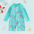 thumbnail image 2 of Ymyiu Toddler Swimsuit Boy Boys One Piece Water Sports Sun Protection Rash Guard UPF 50+ Long Sleeves Full Suit Swimsuit 3-6 Months (Mint Green,3-6 Months), 2 of 5