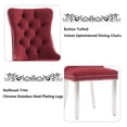 thumbnail image 5 of MIKIBAMA High-End Tufted Velvet Dining Chair Set of 6, Solid Wood with Chrome Stainless Steel Legs and Nailhead Trim, Wine Red Chrome, 5 of 9
