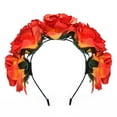 thumbnail image 5 of Zhuge  Mexican Flower Crown Day of the Dead Headdress Hawaiian Bohemian Floral Headband(Peach Pink), 5 of 5