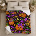 thumbnail image 5 of Cute autumn celebration Pumpkin Bat Pattern Living Room, Festive autumn celebration Scene, Warm Flannel Blanket for Living Room and Family Room, Art Lovers autumn celebration Gift, Festive Home Decor, 5 of 9