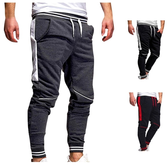 Men's Solid Color Thin Style Elastic Waist Straight Leg Worker Wearing Pants Easy Trousers for Casual Daily Work Home Wear Comfortable Fit | IhhxPro,Gray M
