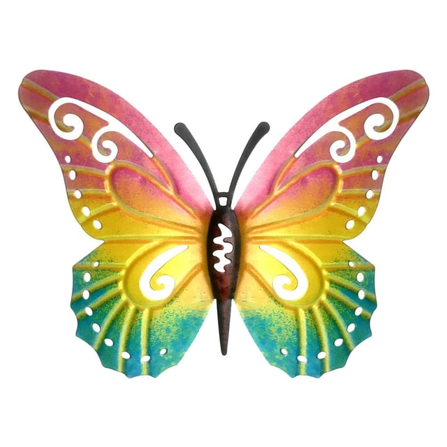 Pared De Mariposa De Metal, Decoración Colgante De Arte De Pared Para Sala De Estar Y Jardín, Regalo Hecho A Mano Para Interior O Exterior Sweethay HA044119-01