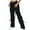 Black, variant on QUYUON Wide Leg Sweatpants Women Fashion Multi Pocket Overalls Elastic Waist Sports Pants Women Pants Long Pant Leg Length Cargo Pant Style N-504 White S