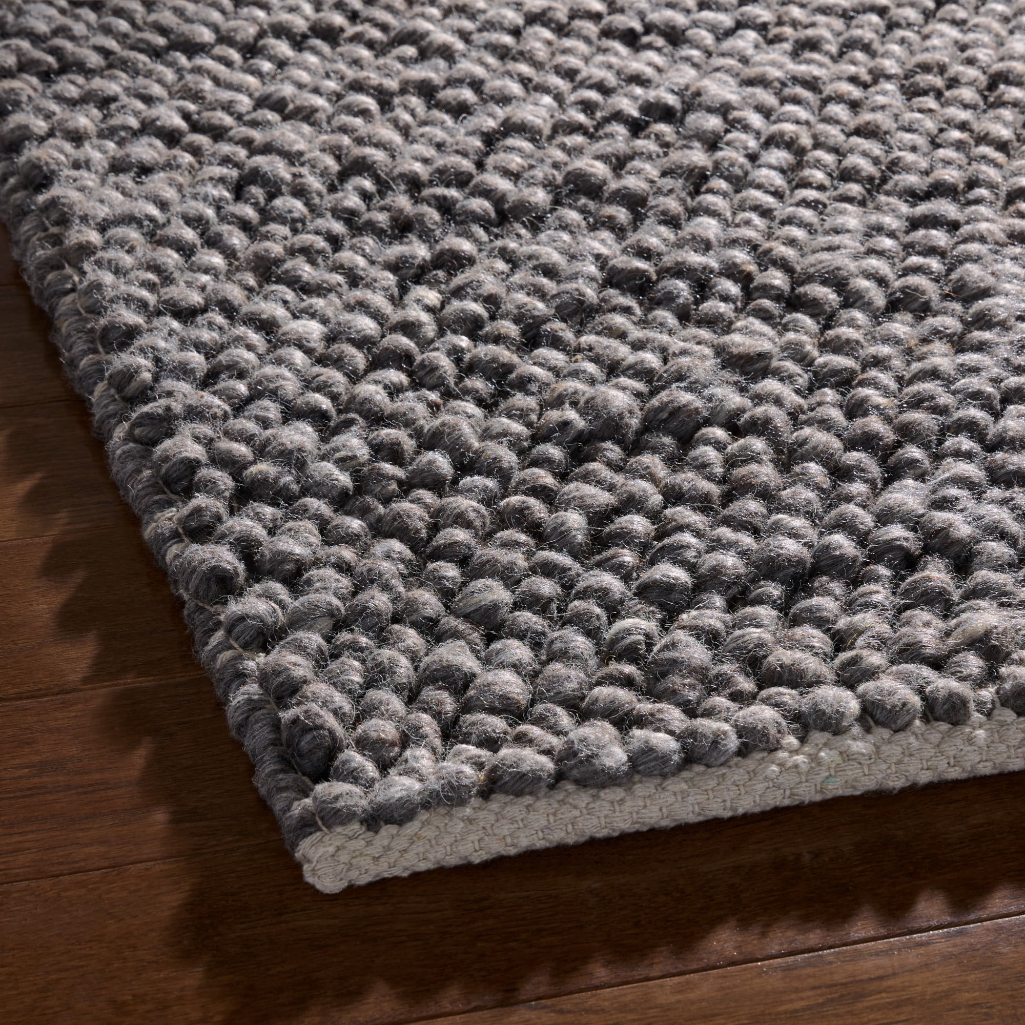 TOWN & COUNTRY TERRA Olea Bubble Texture Handcrafted 100% Wool Area Rug, Grey, 8'x10'