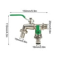 thumbnail image 2 of BGZLEU Universal Stainless Steel Double Outlet Garden Water Faucet, Doubles Outside Tap Kit, Heavy-Duty Garden Hose Splitter, Durable Outdoor Tap Kit for Lawn Irrigation (Green), 2 of 3