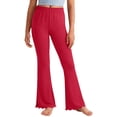 thumbnail image 2 of Ynynloco Women's Casual High Waist Ruffle Flare Pants Casual Scalloped Hem Wide Leg Solid Stretchy Bell Bottom, 2 of 9