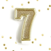 Light Gold Glitter Birthday Candle Number 7 Gold and White Anniversary Cake Topper Seven