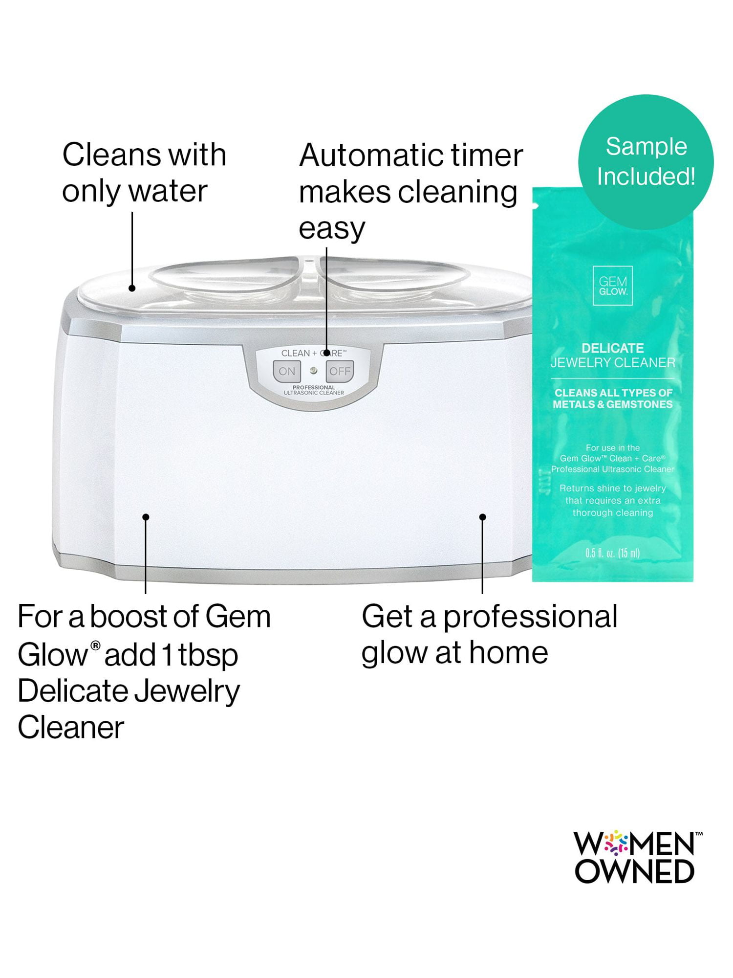 Gem Glow Ultrasonic Cleaning Machine for Jewelry & Watches, with