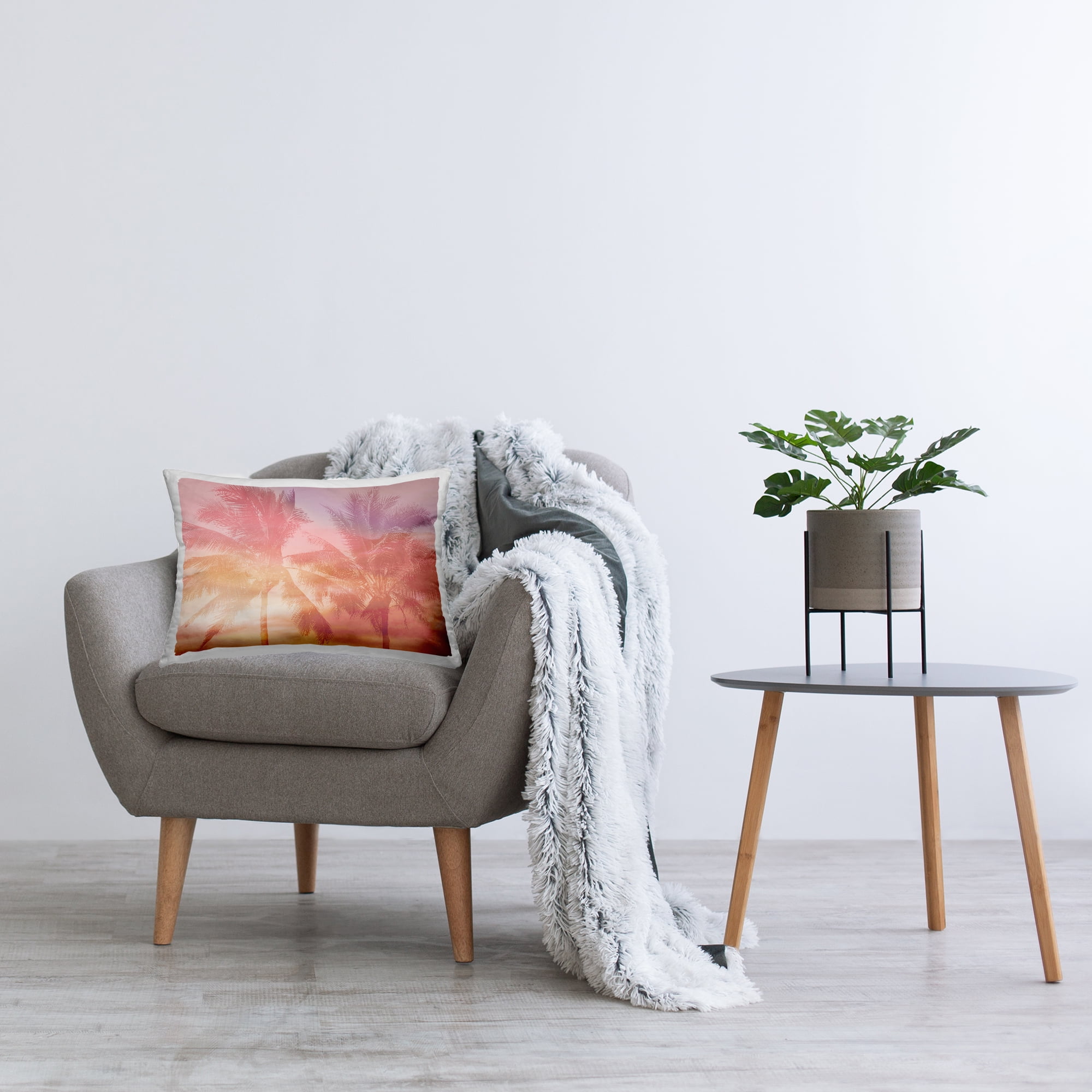 Stupell Industries Tropical Palms Sunrise Decorative Printed Throw Pillow, 14 x 20